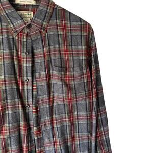 LL Bean Shirt Mens Small Plaid Flannel Button Down Slightly Fitted Cabin Outdoor